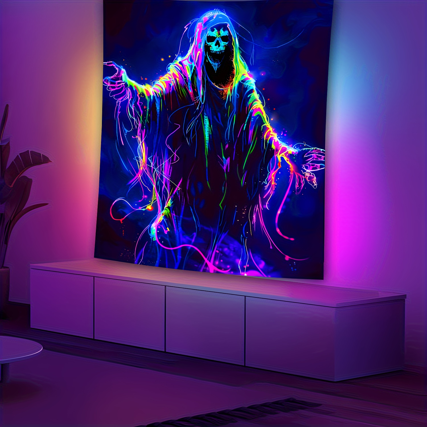 Esports Gaming Live - VIKAMA Halloween Cyberpunk Neon Schedel Tapijt