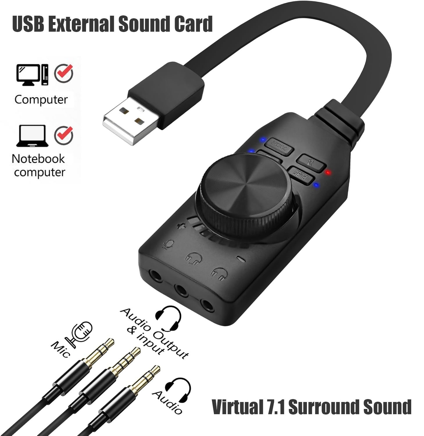 Gaming Headset 7.1 - USB-geluidskaart Virtueel 7.1 Surround Sound USB