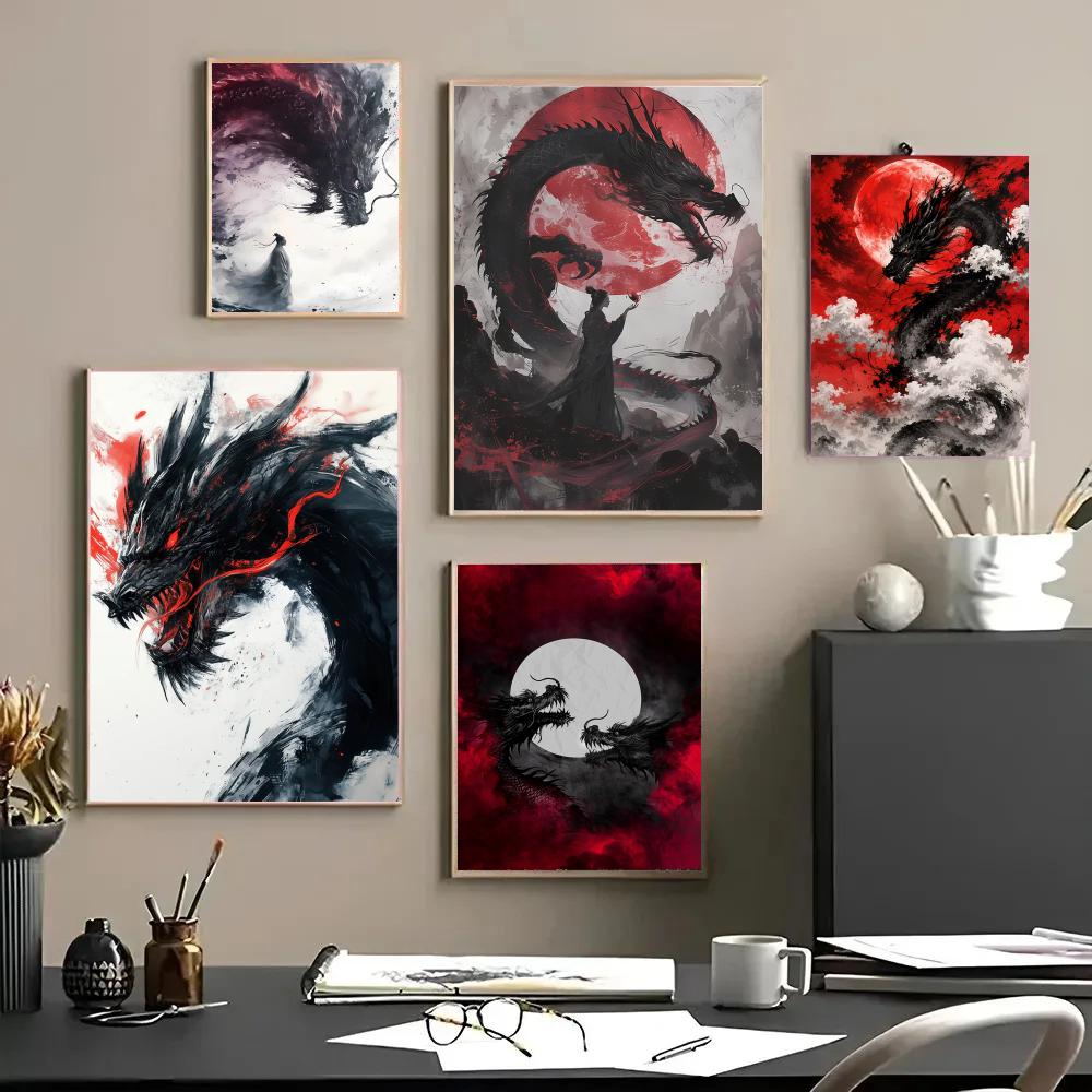 Esports Gaming Poster - Black Dragon Poster Waterdichte stickers Schilderij