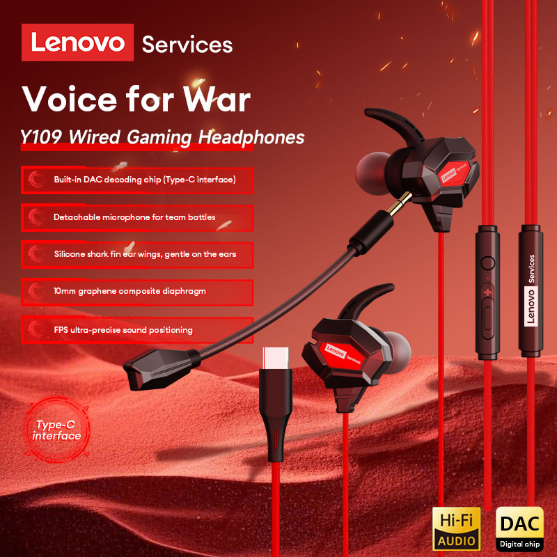 Esports Gaming Gear - Lenovo Y109 Bedrade gamingheadset Haaienvin-oorvleugels Esports-hoofdtelefoon