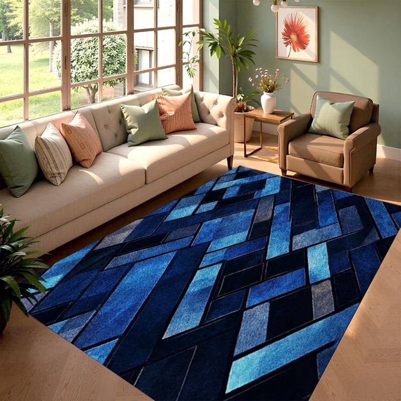 Esports Gaming Live - Noordse blauwe geometrische patchwork vloerkleed antislip