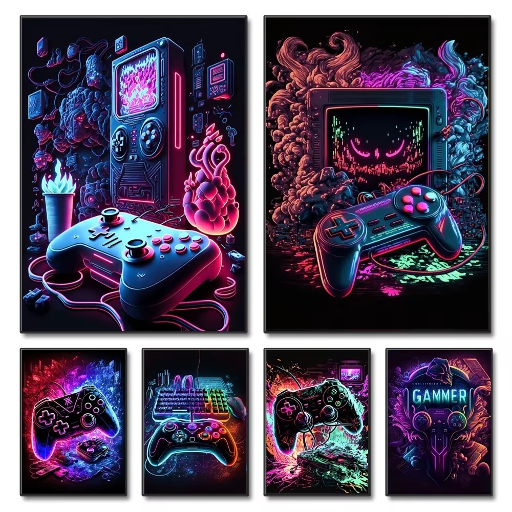 Neon Game Canvas Schilderijen  - Esports Gaming Poster recensie en prijs